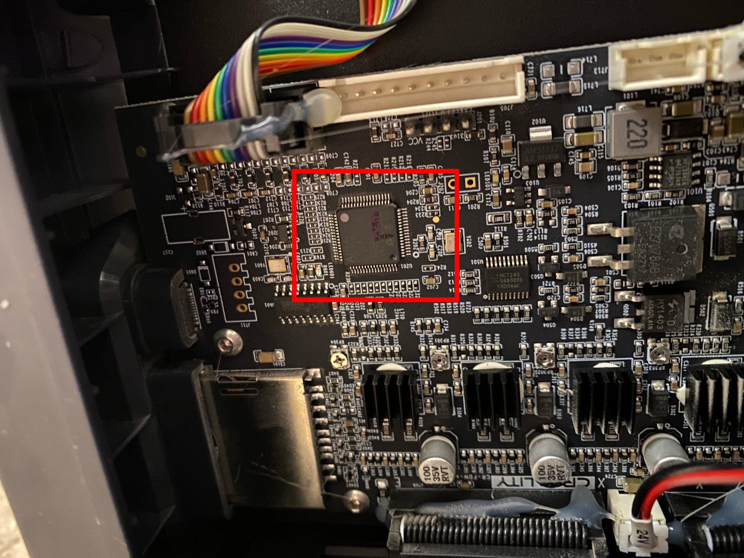Mainboard CPU location highlighted