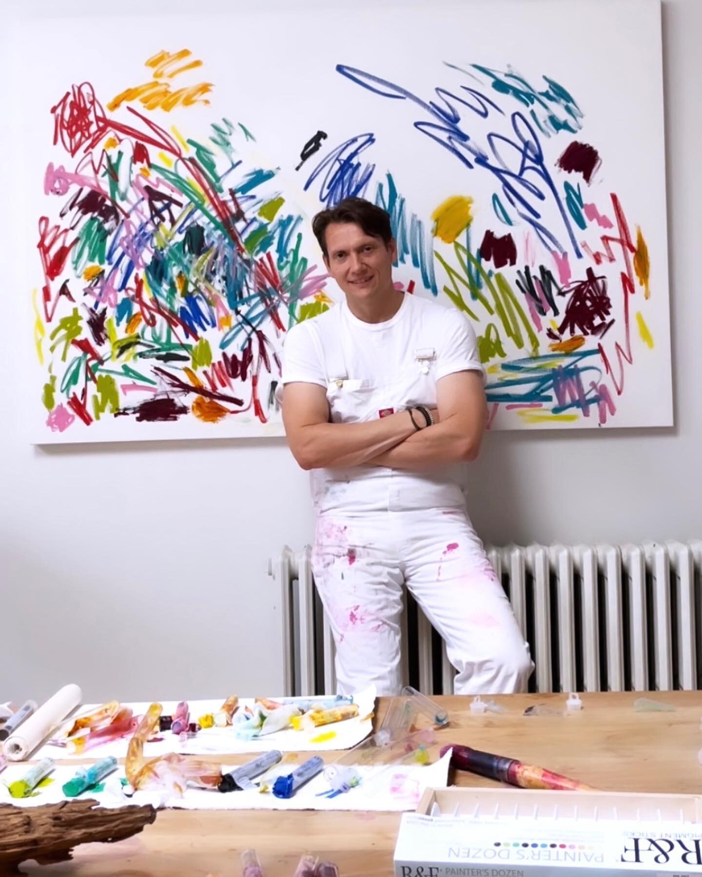Happiest in the studio. Working on new summer paintings. 🏄&zwj;♂️