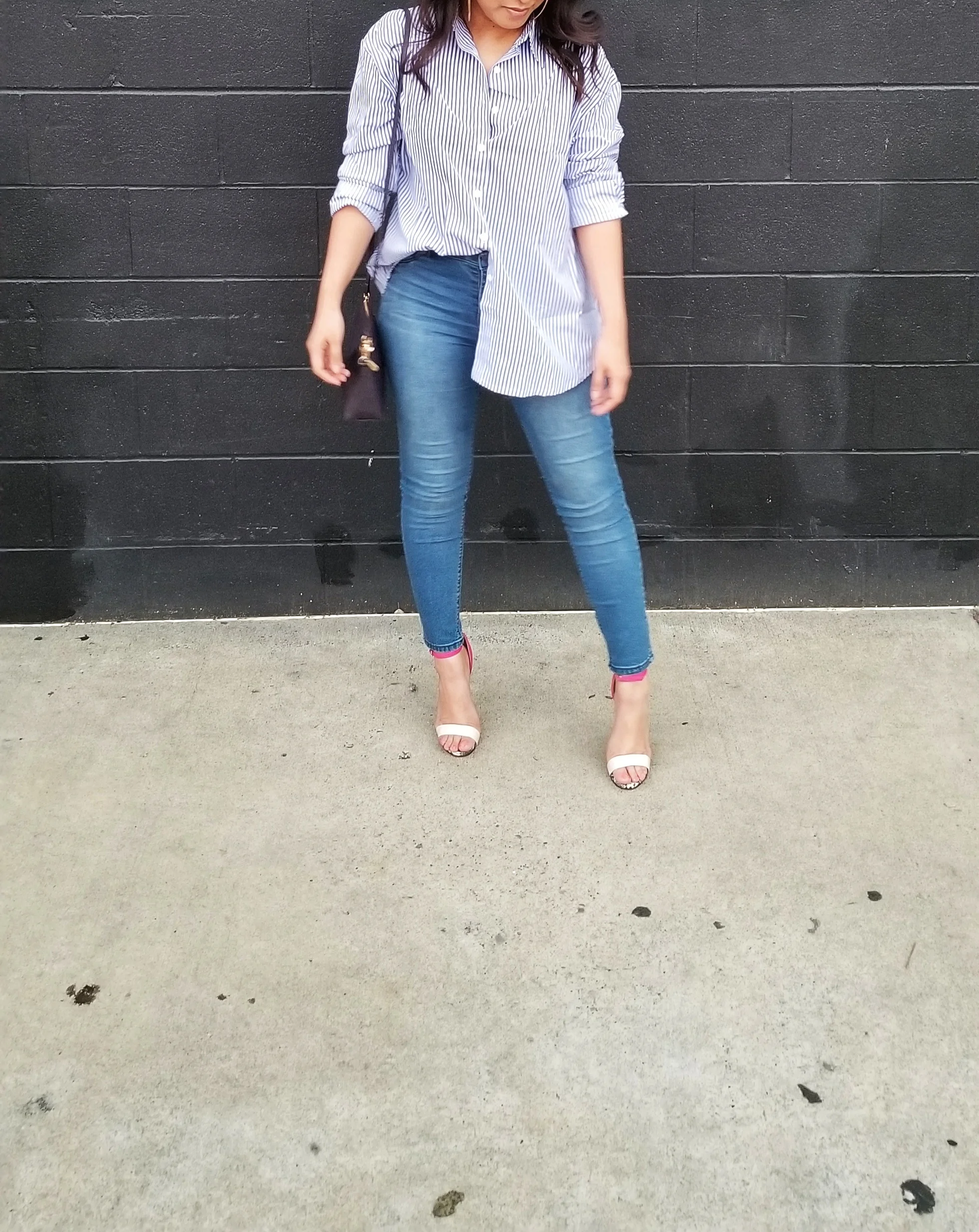 Bottom: Blue Spice jeans from TJMaxx | Handbag: H&M