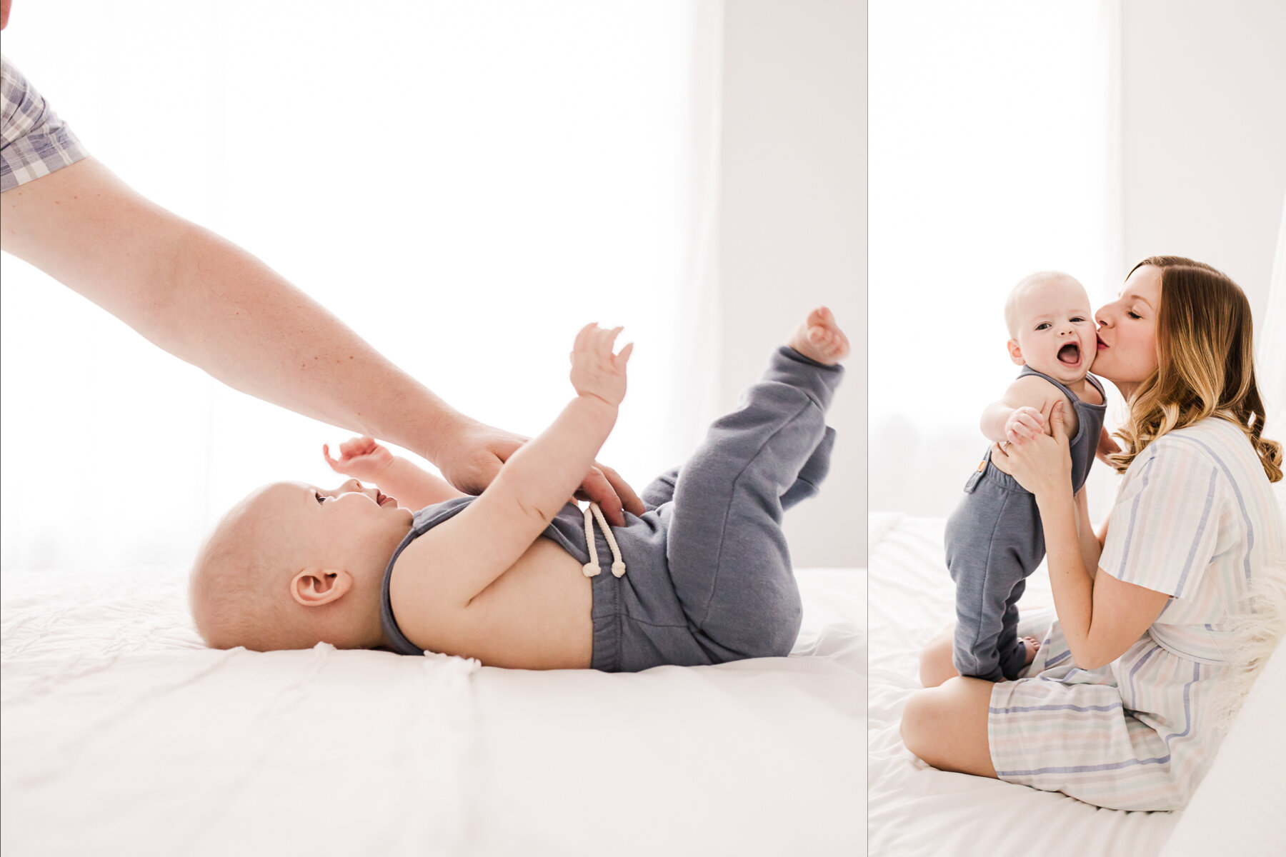 Dallas motherhood baby photographer white studio