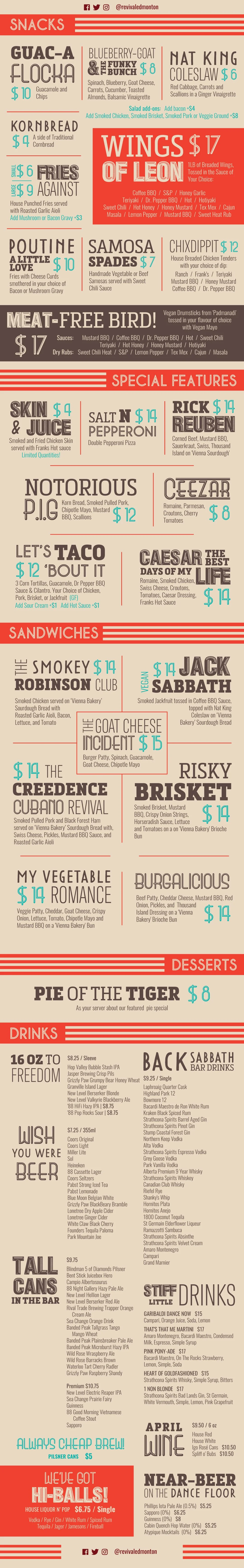 Menus — River City Revival House