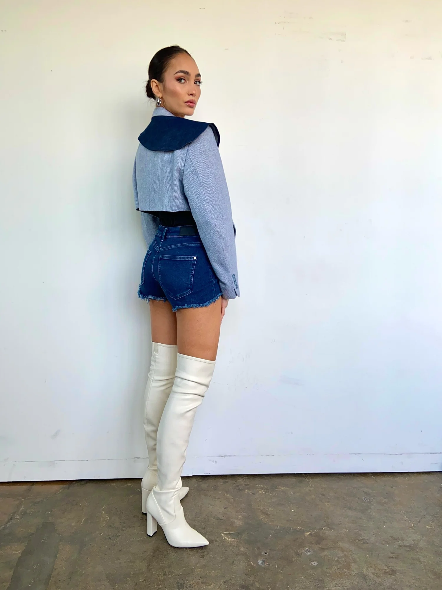 【BAON】24FW★ [BAONHAUS] Mink Brushed Banding Wide Denim PT VeronicabeardwidelegjeansBlueM