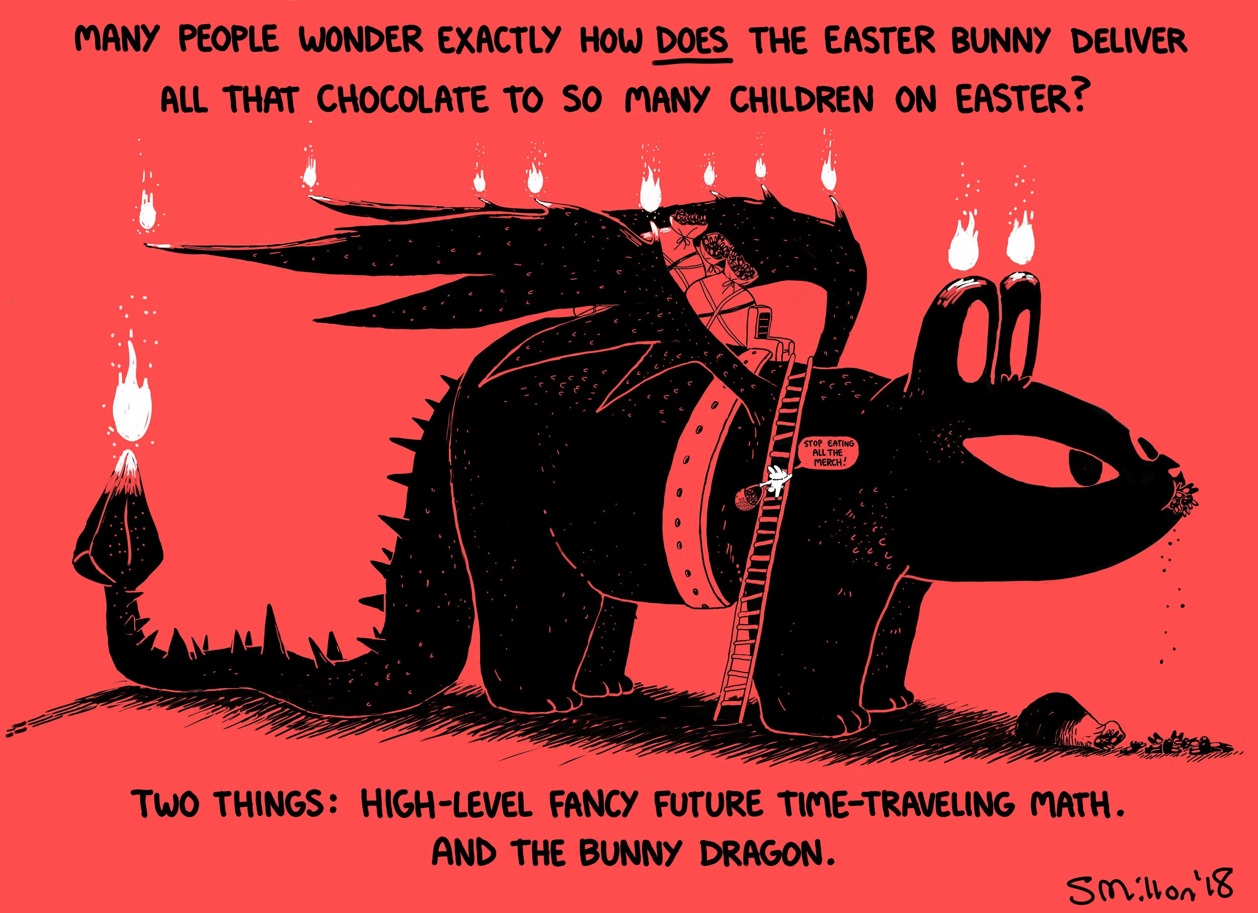 The Easter Bunny Dragon 12x18 Art Print