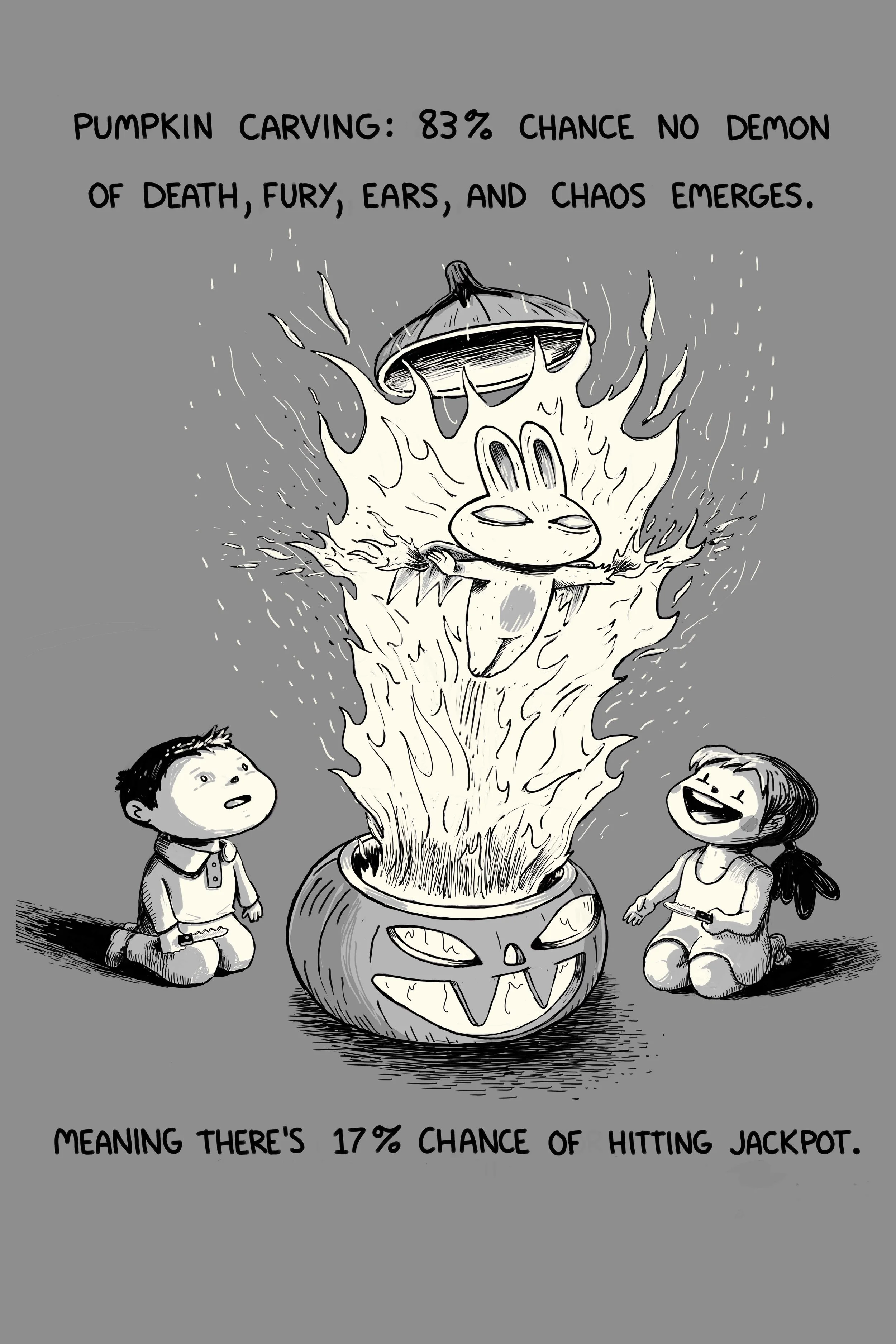 Pumpkin Carving 12x18 Art Print