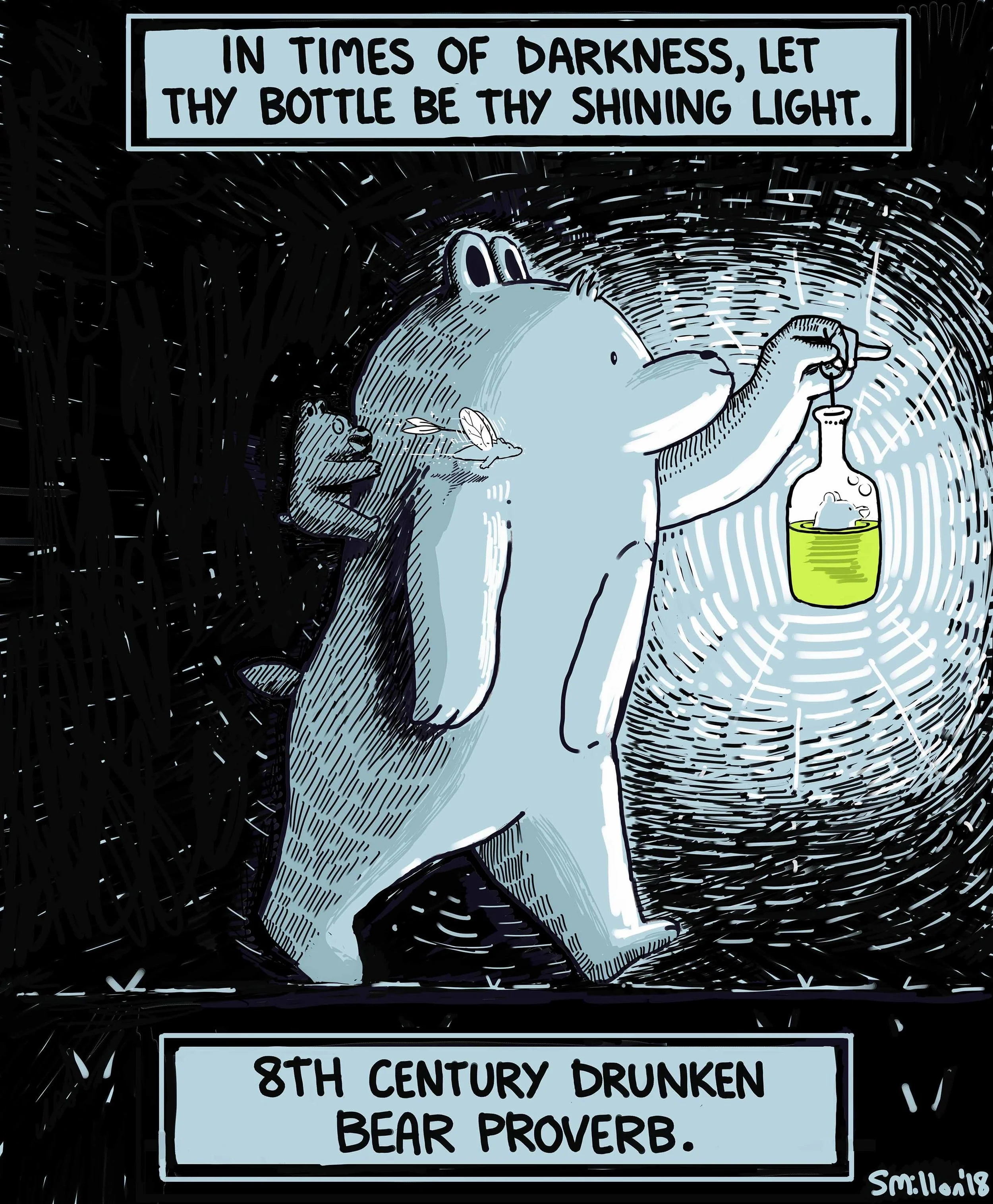 8th Century Drunken Bear Proverb Art Print
