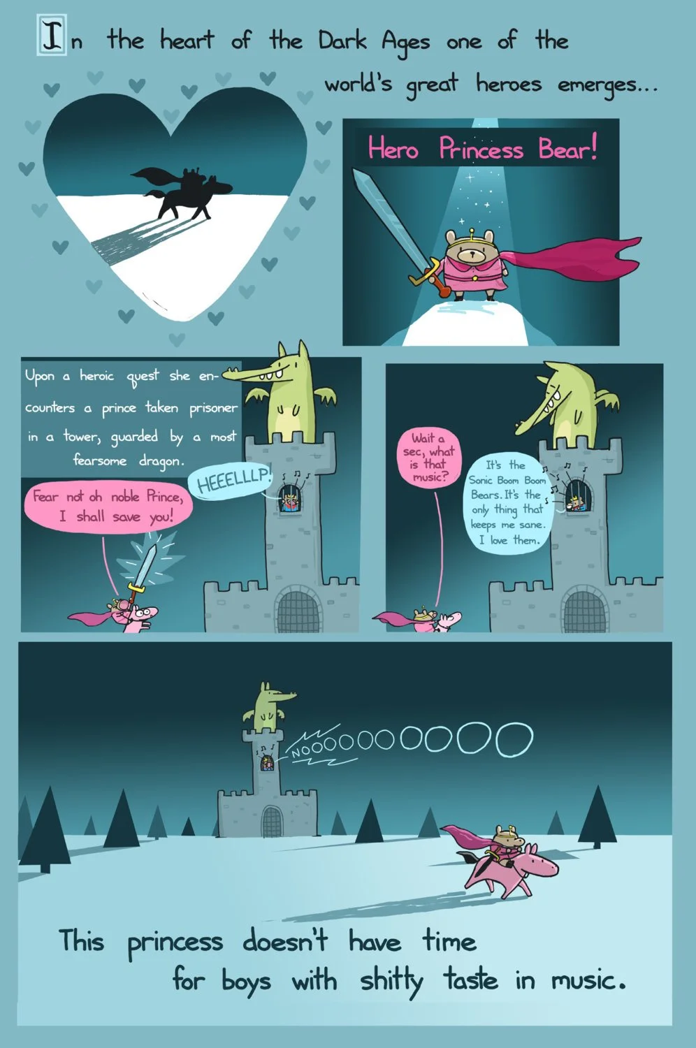 Hero Princess Bear Comic Art Print