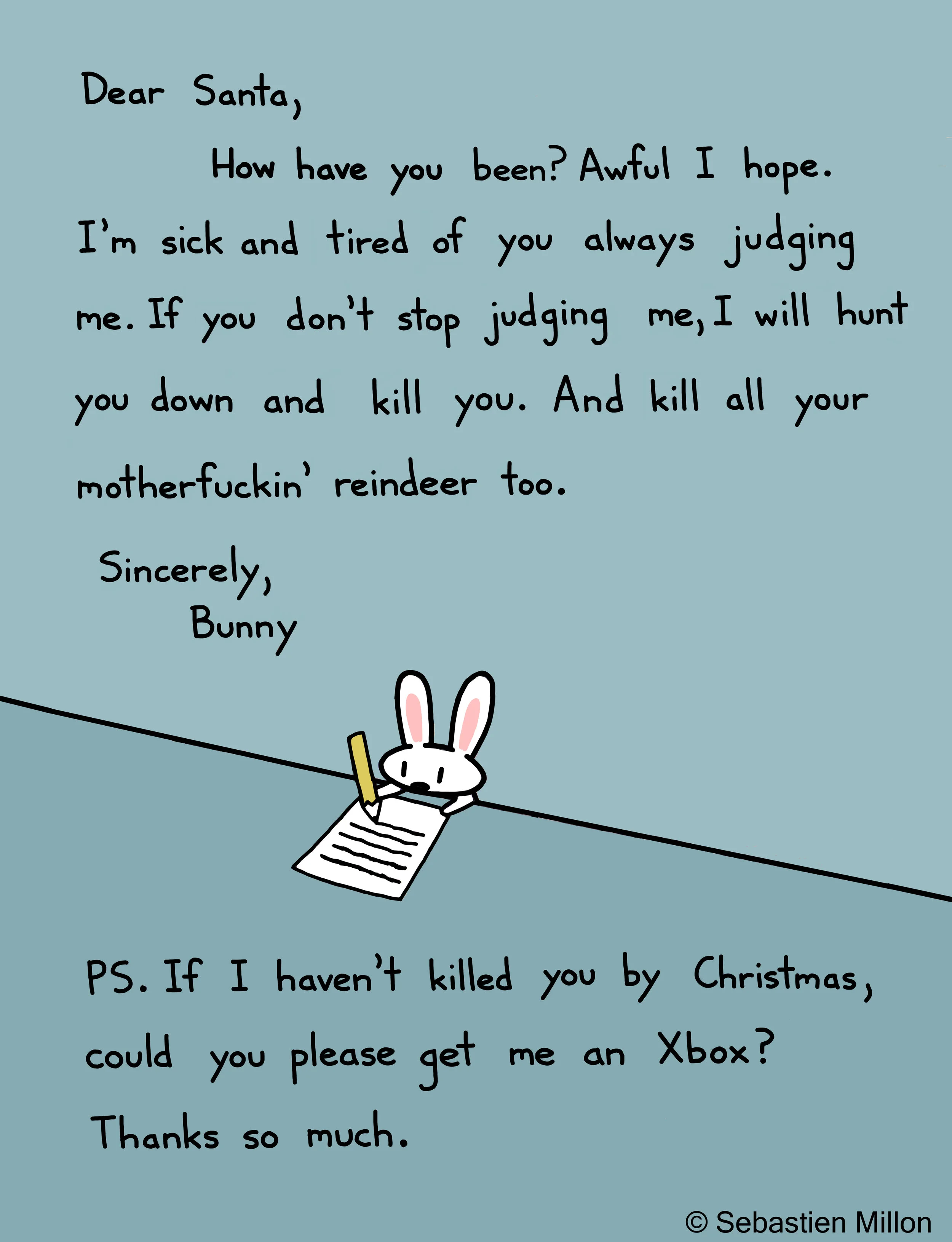 Bunny's Letter To Santa Holiday Card