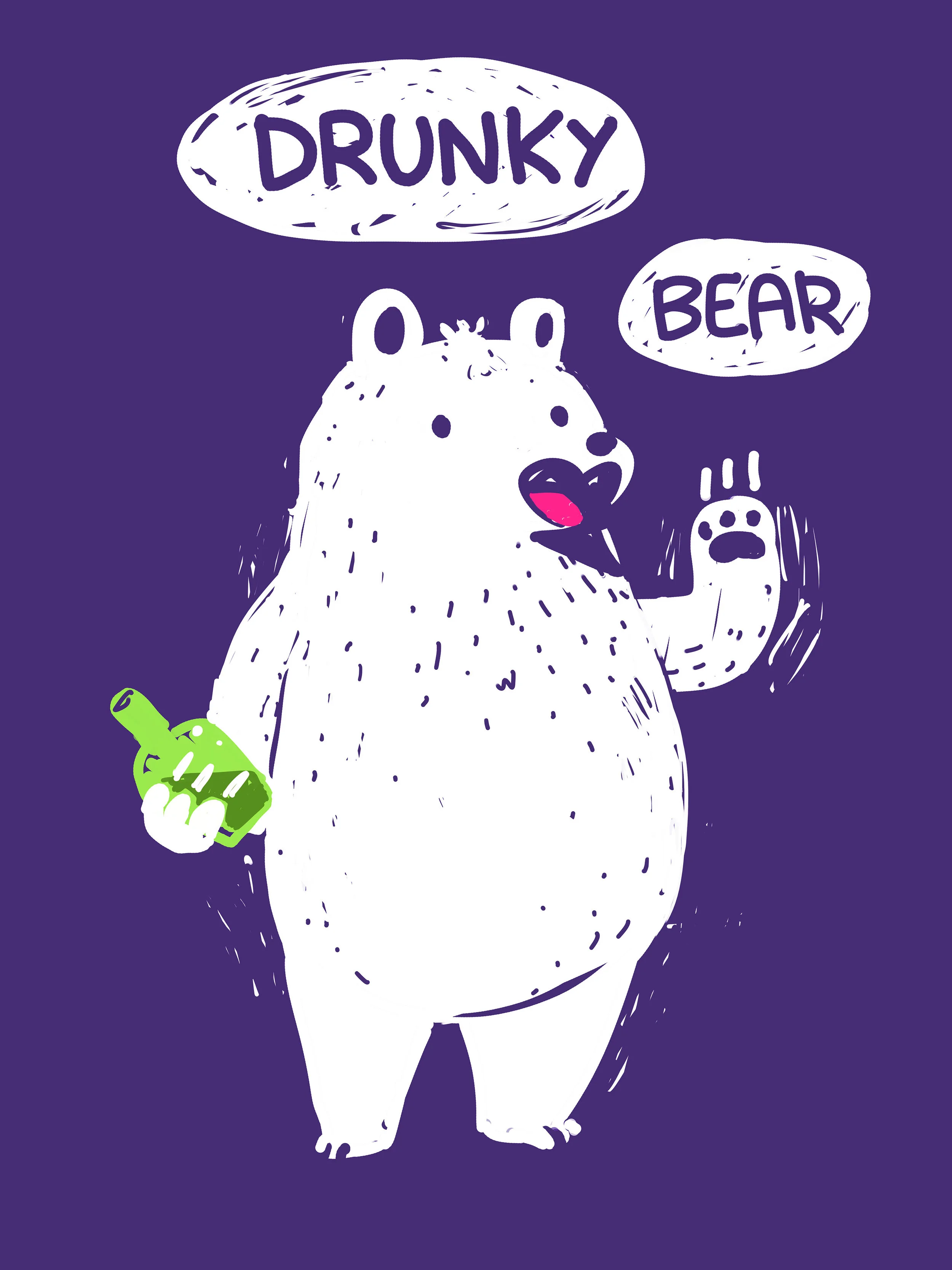 Drunky Bear Hello Art Print