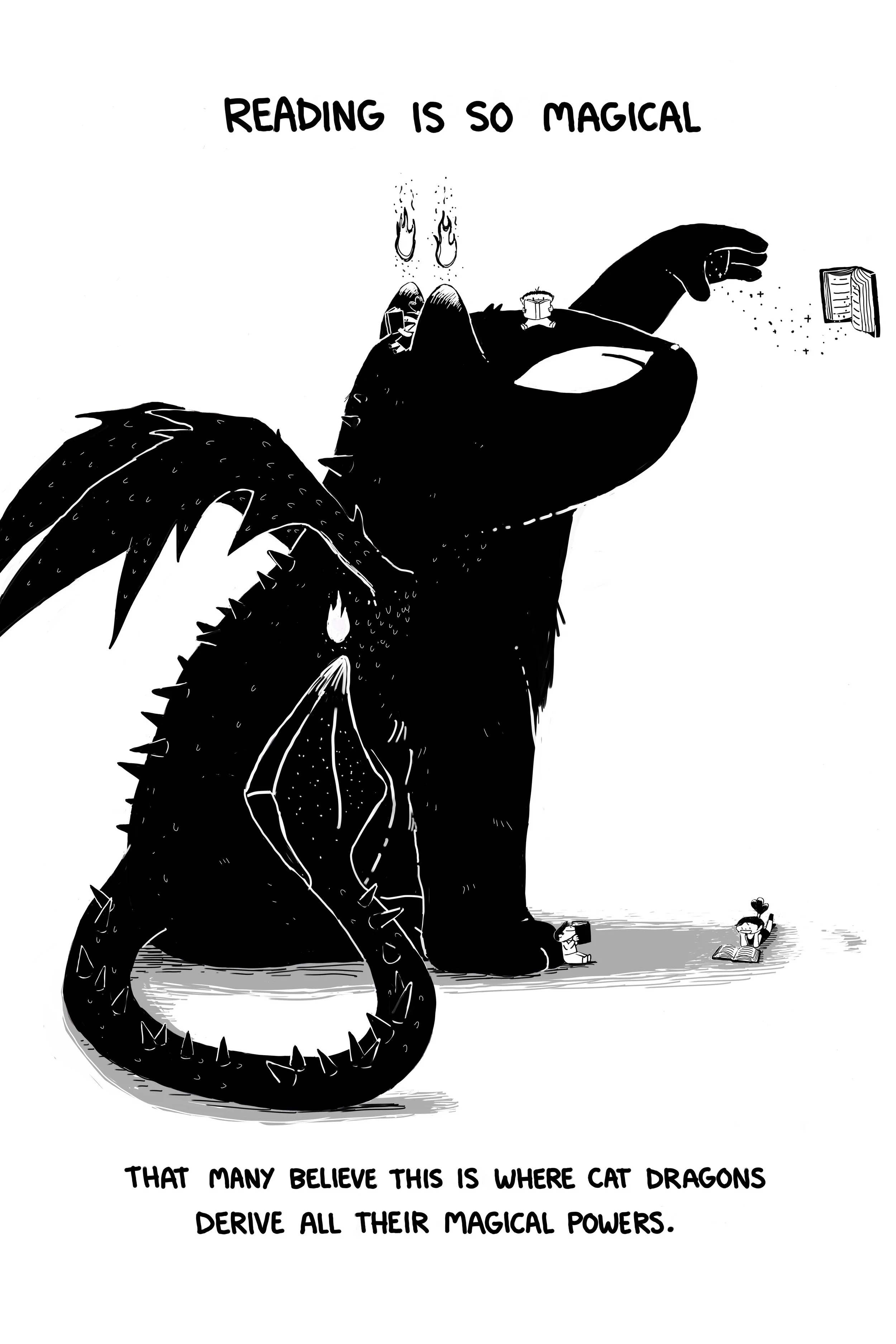 Cat Dragon Reading