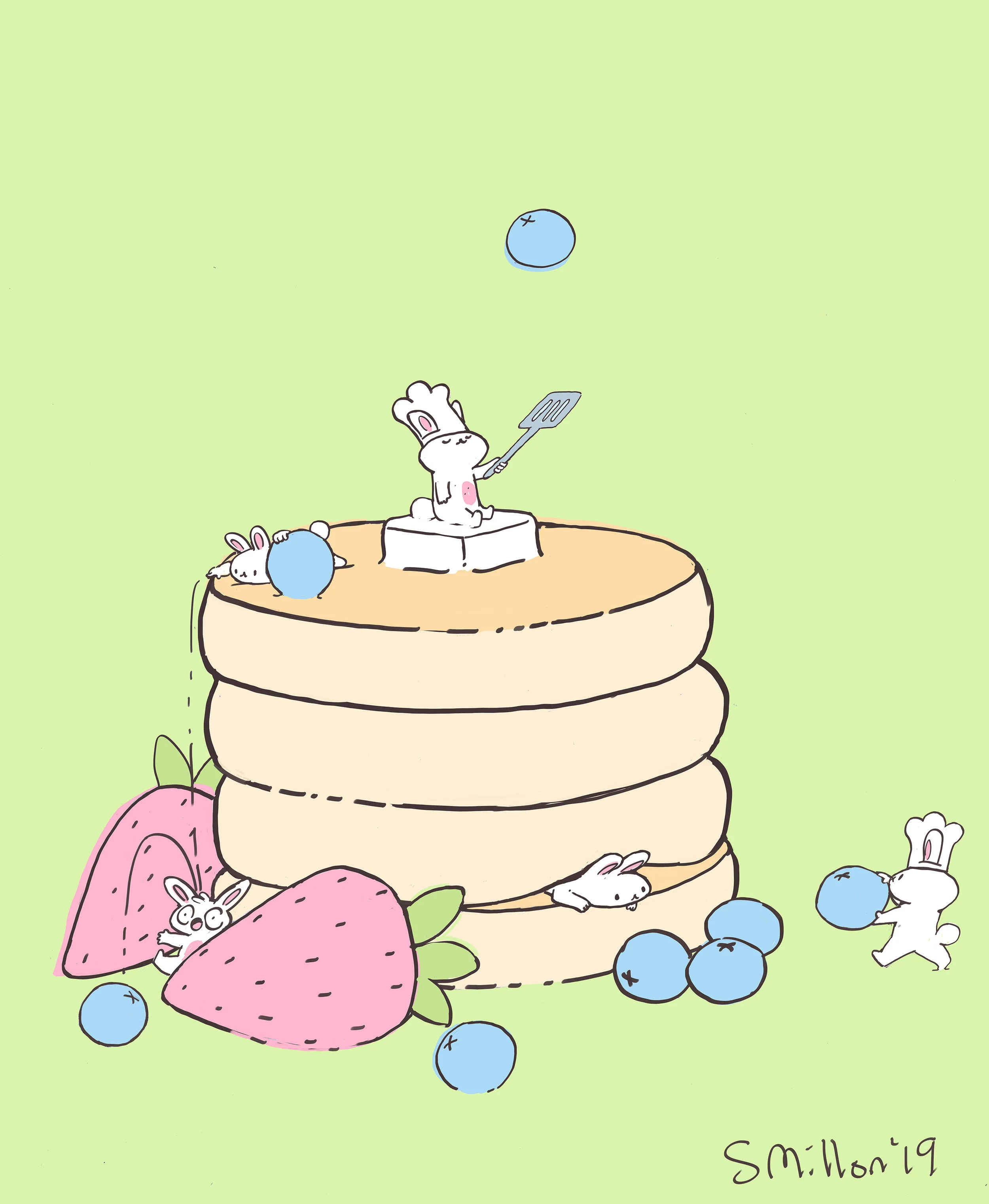 Tiny Chef Bunnies Make Pancakes