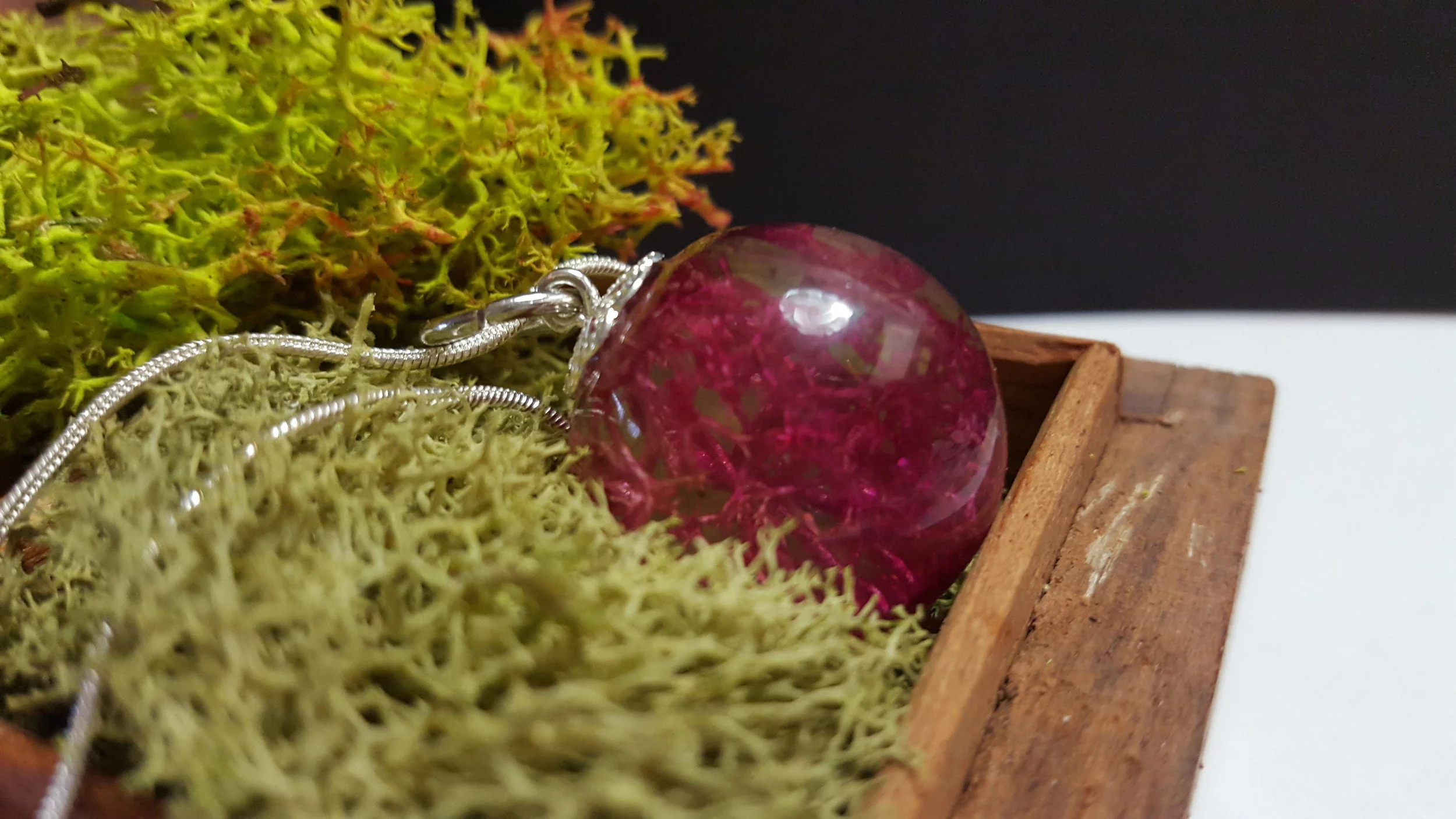 Pink Reindeer Moss Pendant