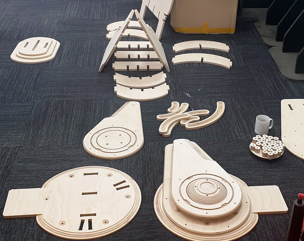  Flat pieces cut out from plywood 