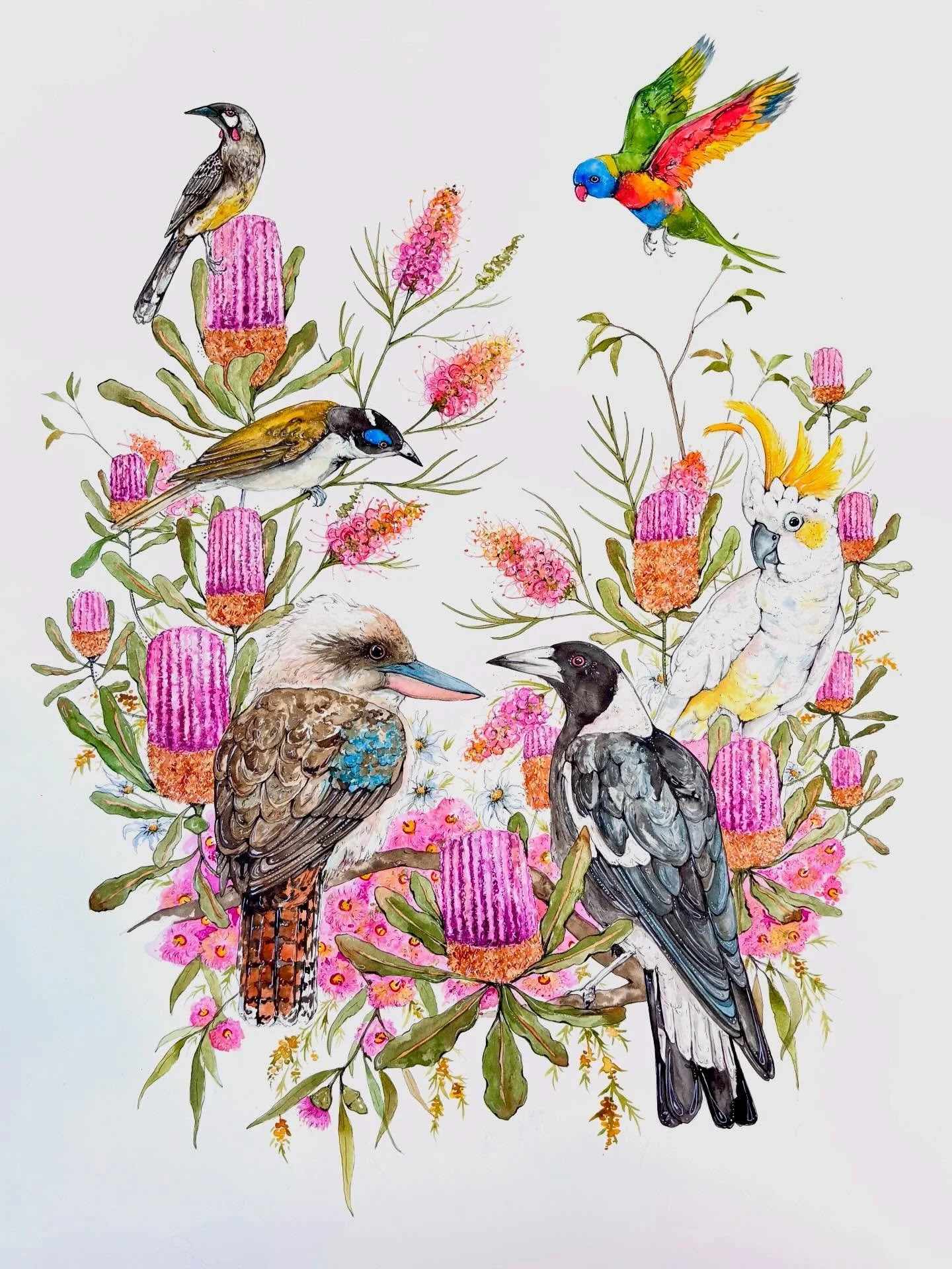 On of my absolute favourite original artworks is up for sale at 30% off! 🥺🩷

🌻 &lsquo;The Gang&rsquo;s All Here&rsquo;
🌻 Pen and Ink on Arches Watercolour Paper
🌻 14in x 20in
🌻 Was $530, now $371

DM to purchase it for more info. Framing also a