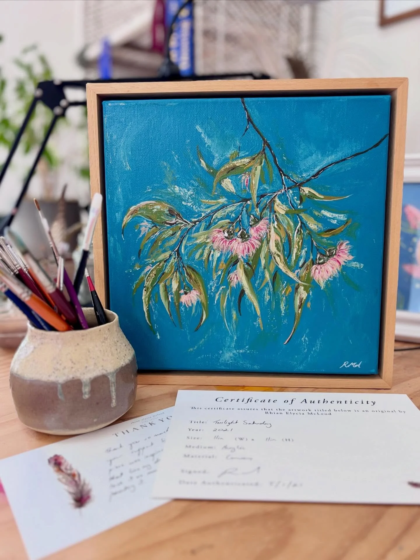 &lsquo;Twilight Saturday&rsquo; has sold and found a new home 😍 We have gorgeous Silver Princess flowering gums that line our driveway and for this piece I wanted to capture the movement of their pink blossoms in the breeze 🌸🌿 I was also exploring