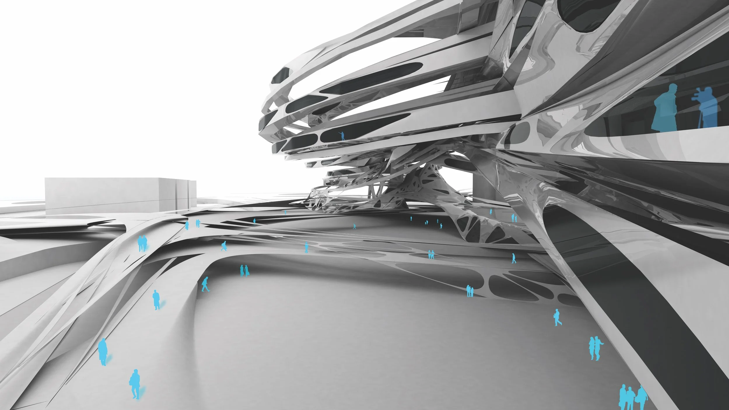 Connected network of building and urban spaces, South-East Perspective