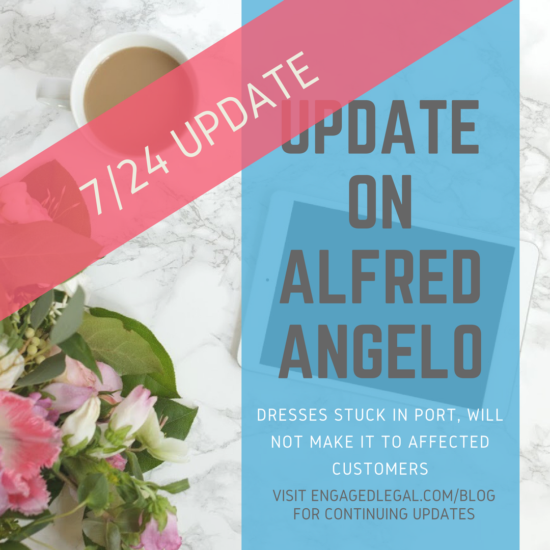 UPDATE: Alfred Angelo Dresses Stuck in Port