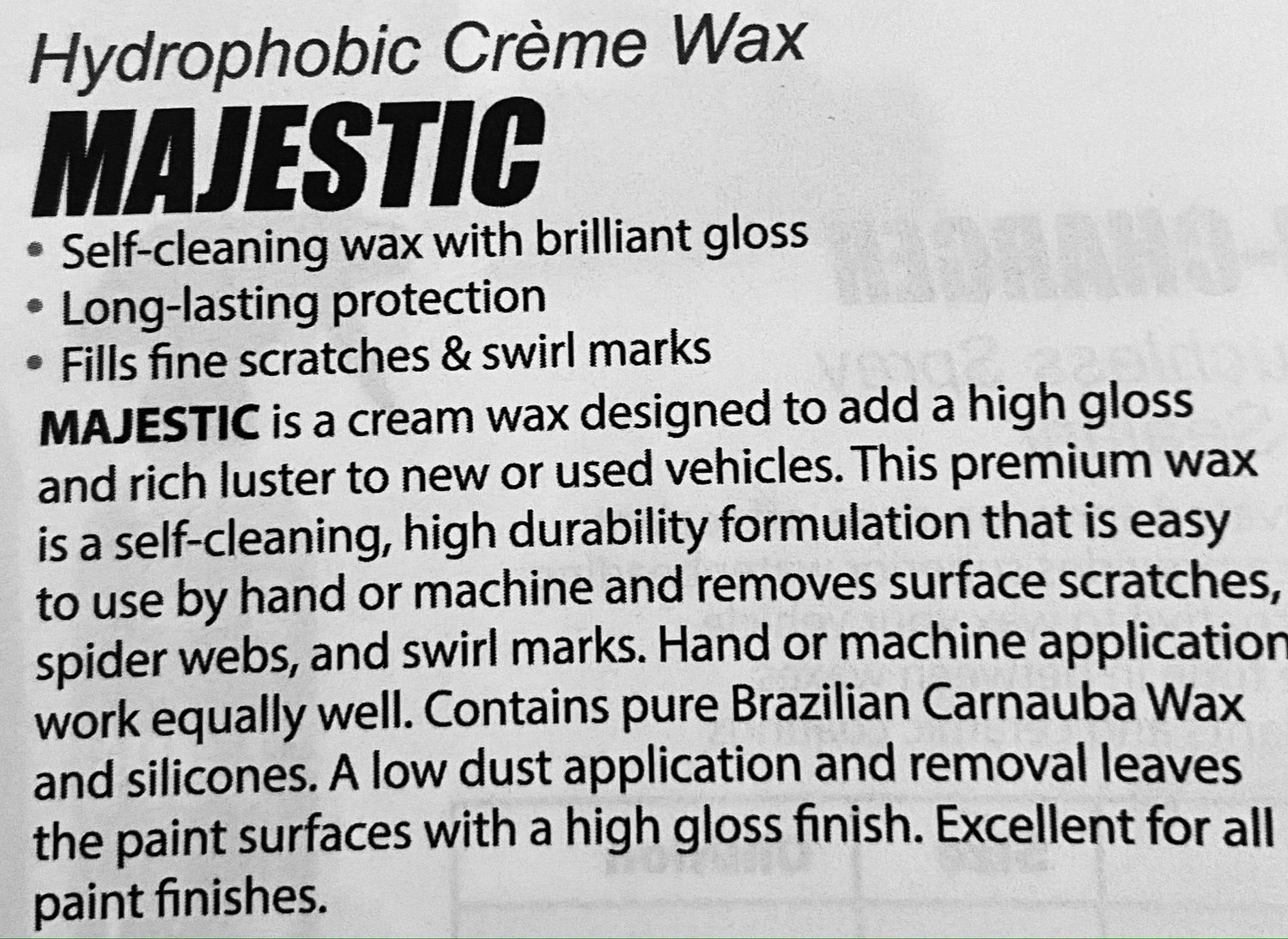 MAJESTIC Hydrophobic Creme Wax