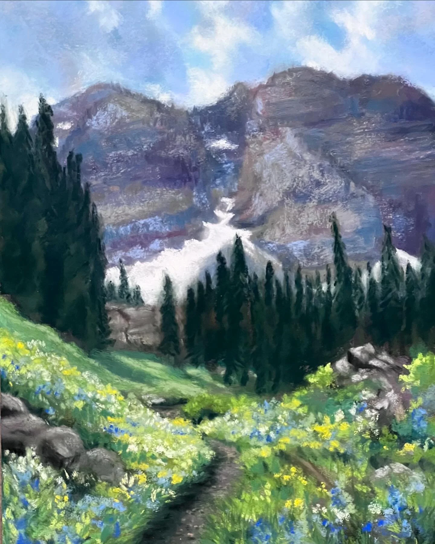 Mountain Meadow, Soft Pastel 9x12
