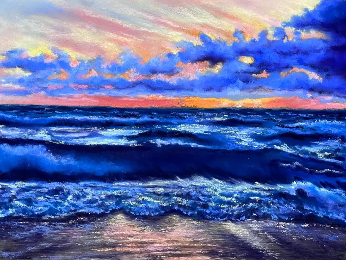 Sunrise At The Beach, soft pastel, 9.5x12.5

#softpastel, #amyberringer #beach #sunrise #painterslife #loudouncountyartist