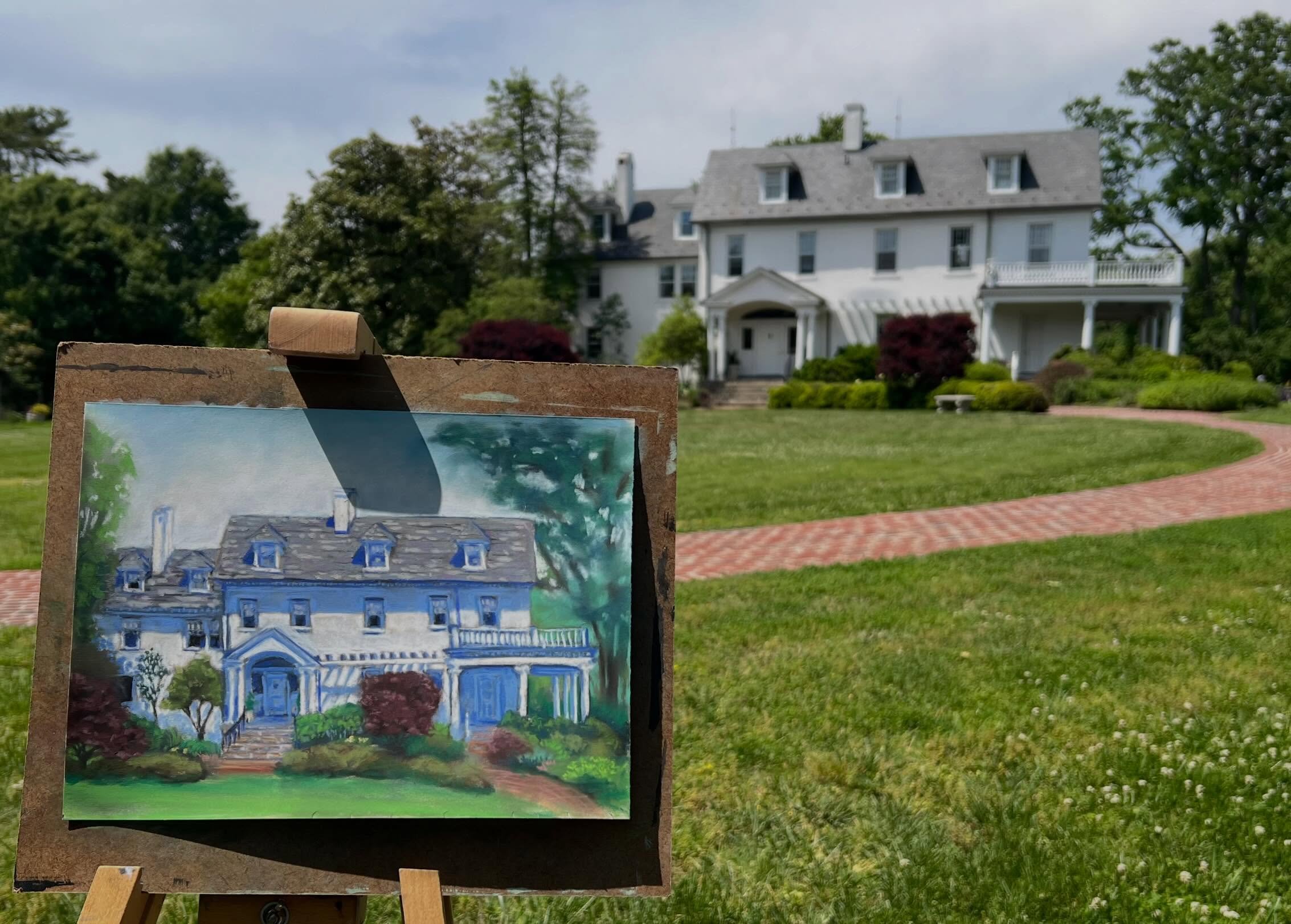 First Paint-out I made it to this spring! Beautiful day in Alexandria at River Farm; once part of George Washington&rsquo;s original farm land, now it belongs to the American Horticulture Society. Three other Plein-air groups were there today, it&rsq