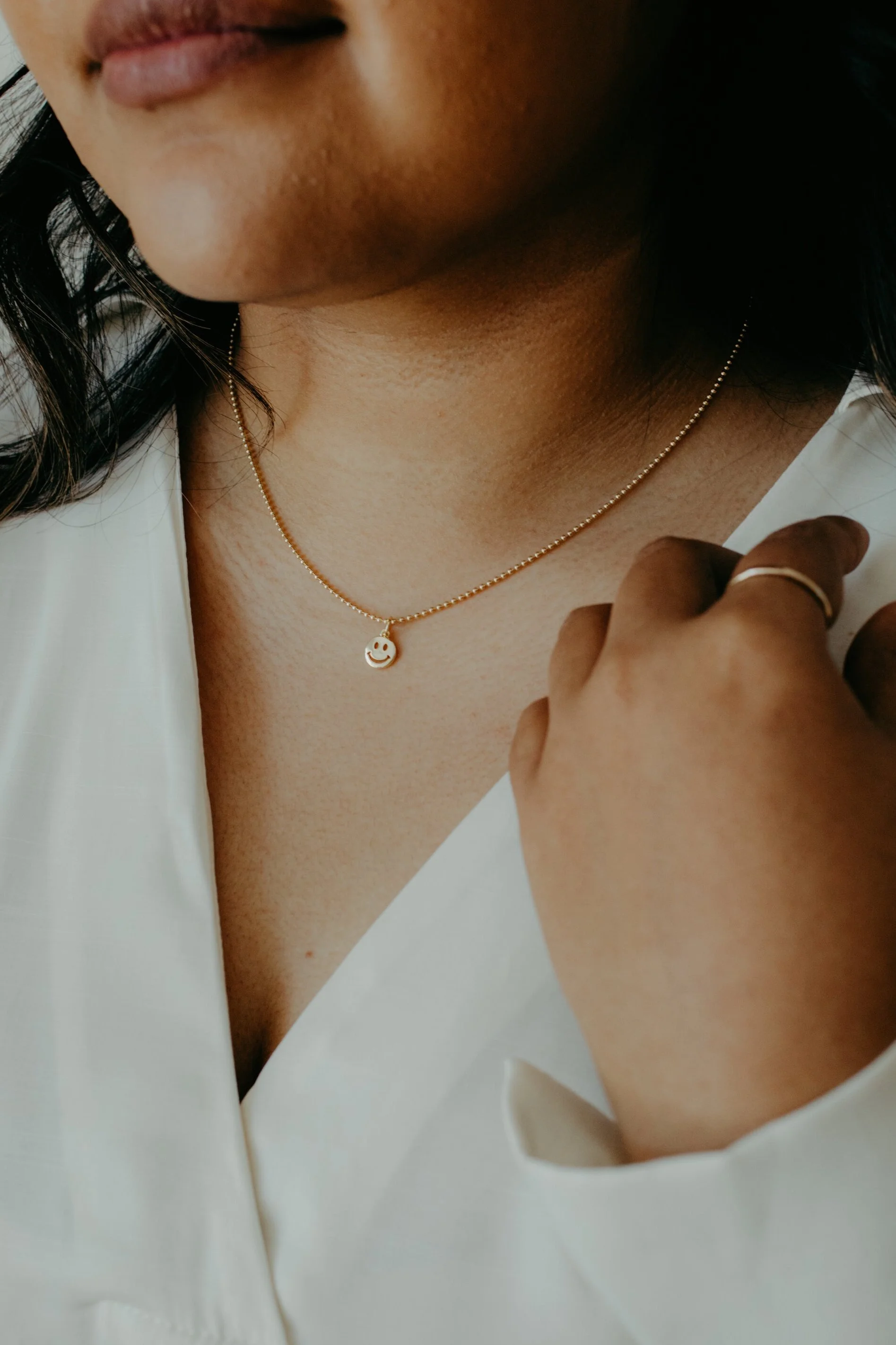 Simple Smiley Gold Necklace — Tumble