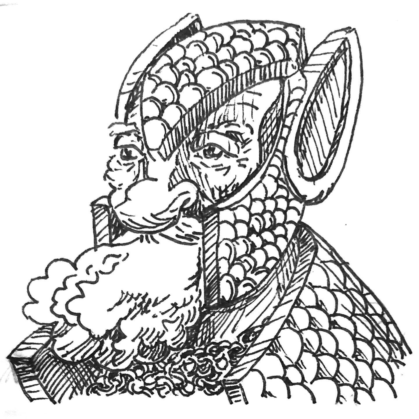 The armadillo knight! The prompt was (you guessed it) #armadillo