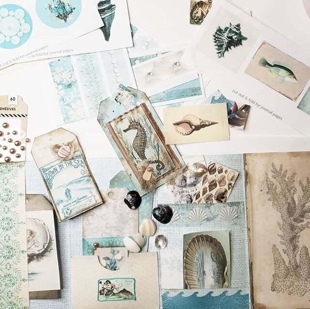 Coming soon! New #junkjournalkit Down by the Sea ❤  I'm creating a new YouTube video and it will be in my shop tomorrow.  She's pretty! 🌊🕊🌸🌸🌸
- -
#journalinspiration #junkjournalsofinstagram #junkjournal #journallove #journaling #paperaddict #pa