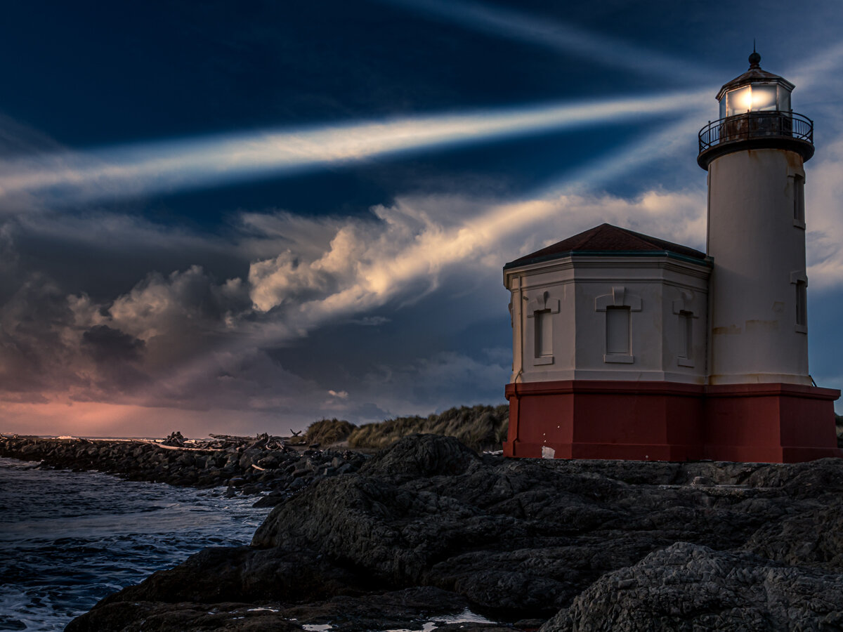 Nautical Twilight | Coquille River Lighthouse | Bandon Oregon