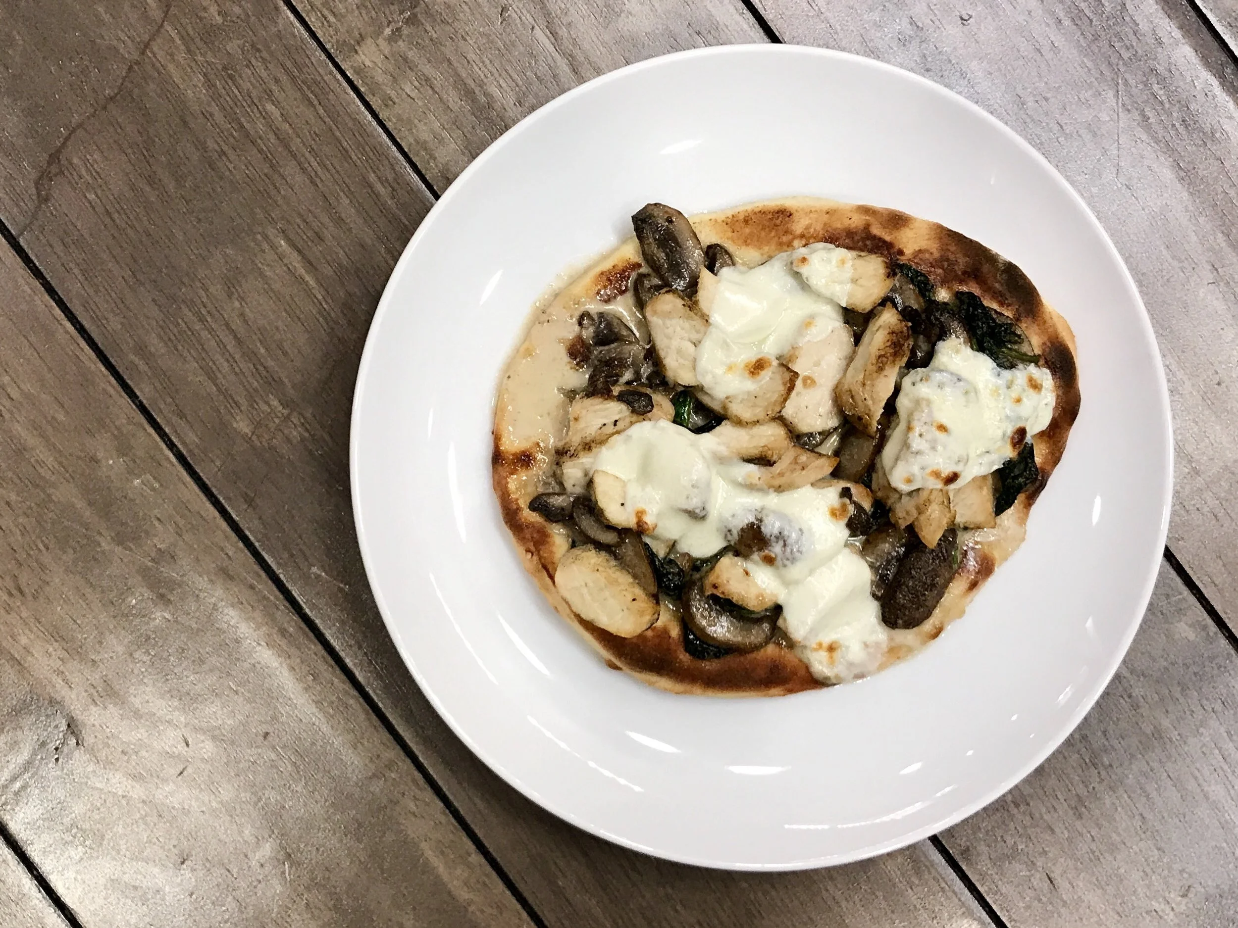 Chicken Mushroom Alfredo Flatbread