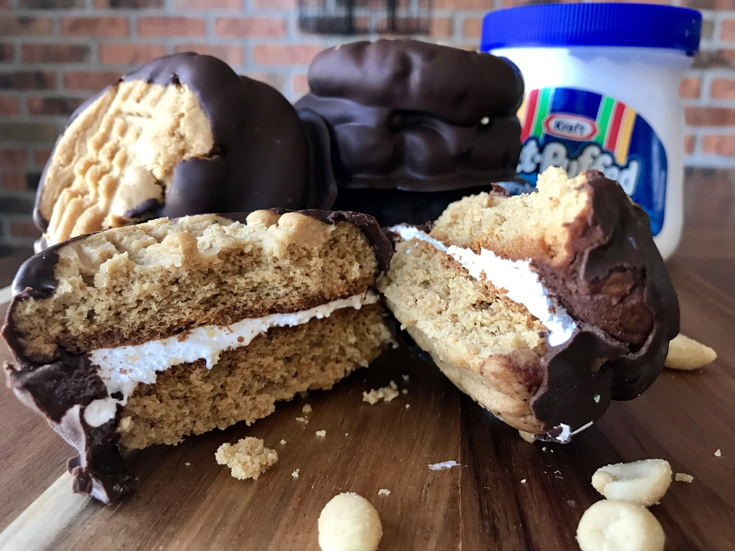 Chocolate Dipped Fluffernutter Sandwich Cookies
