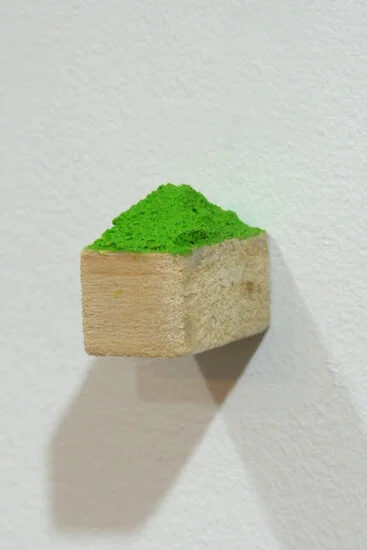 Fruitville , n.d., mixed media on found wood, 1 1/2 x 3/4 x 1 1/4 inches.