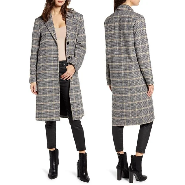 plaid longline blazer