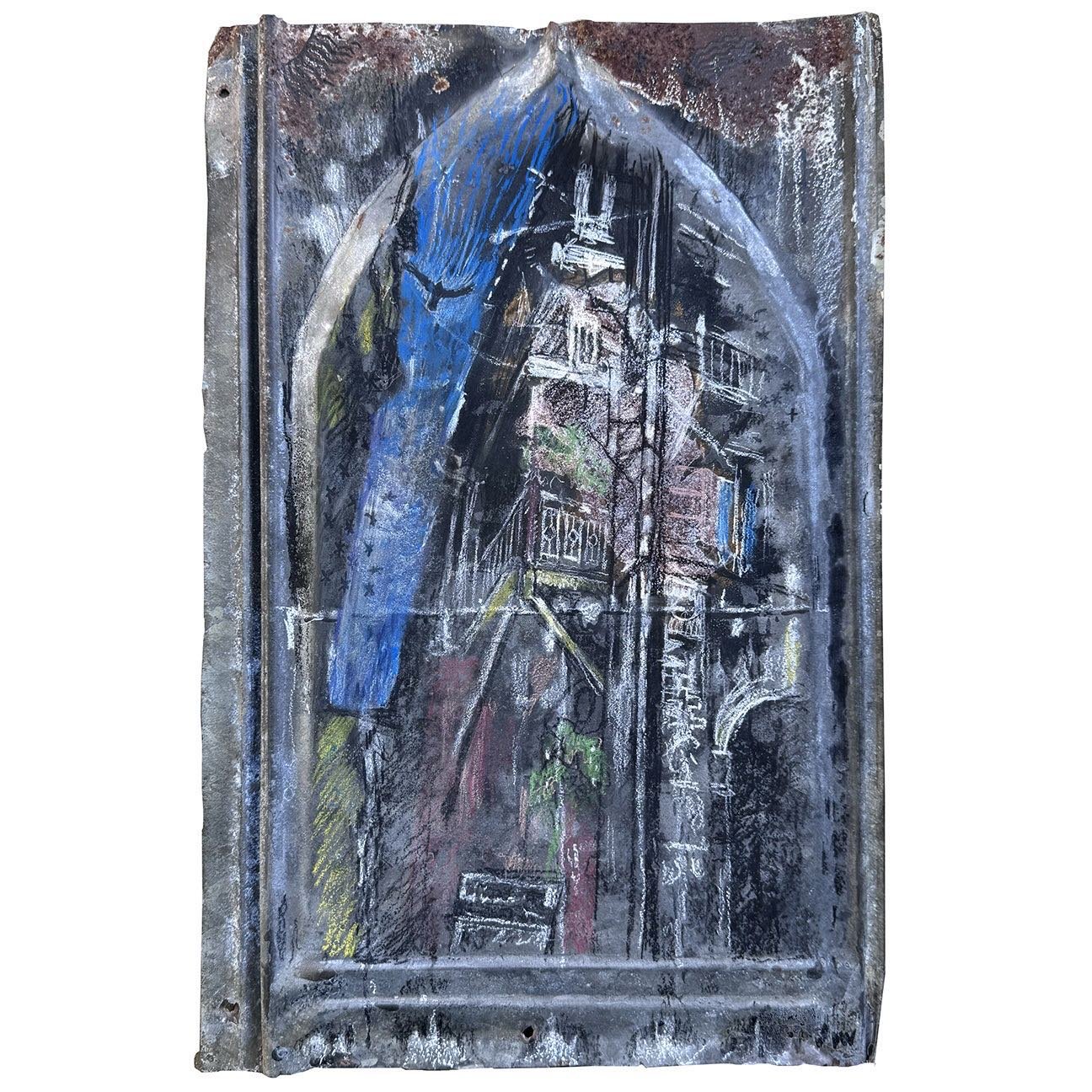 &ldquo;Mumbai Sky&rdquo;
Pencil &amp; rust on tin, at Twisted Fish Gallery, Elk Rapids, MI
#twistedfishgallery #mixedmedia #India #drawing #coloredpencils