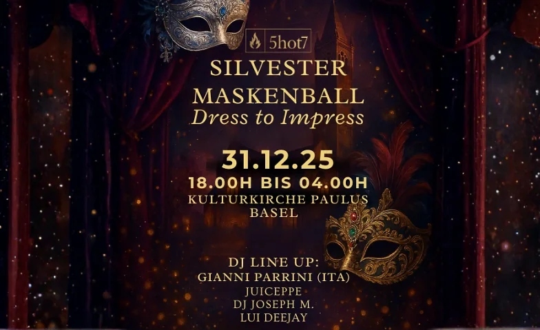 Exklusive Vorteilspreise für den Silvester-Maskenball in der Pauluskirche Basel