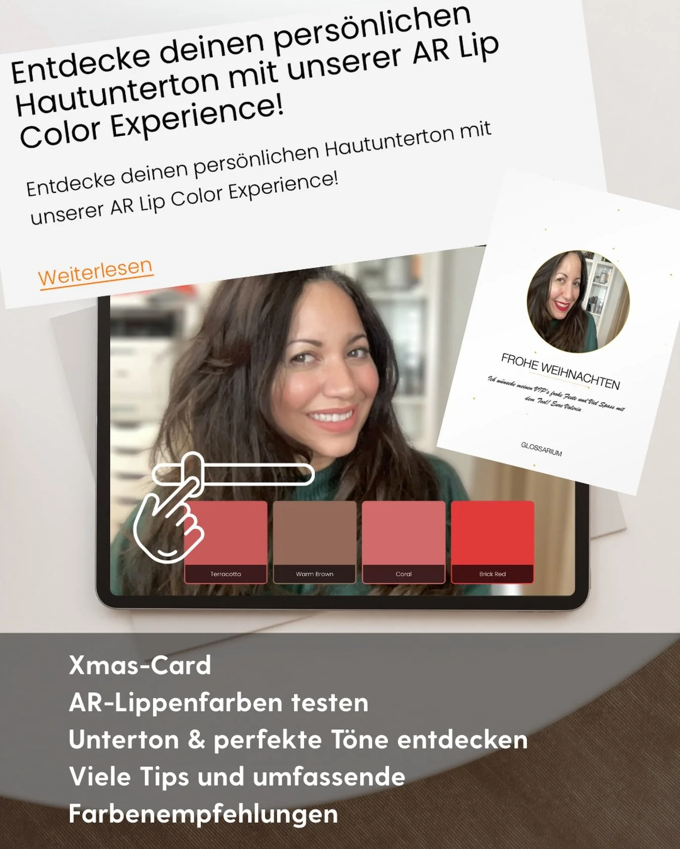 ✨ Frohe Weihnachten! 🎄 Lerne deinen perfekten Lippen-Look kennen &ndash; mit Tipps, Farbempfehlungen und AR-Tests f&uuml;r warme, k&uuml;hle &amp; neutrale T&ouml;ne. 🧬 Entdecke deinen Unterton, experimentiere spielerisch und finde deinen individue