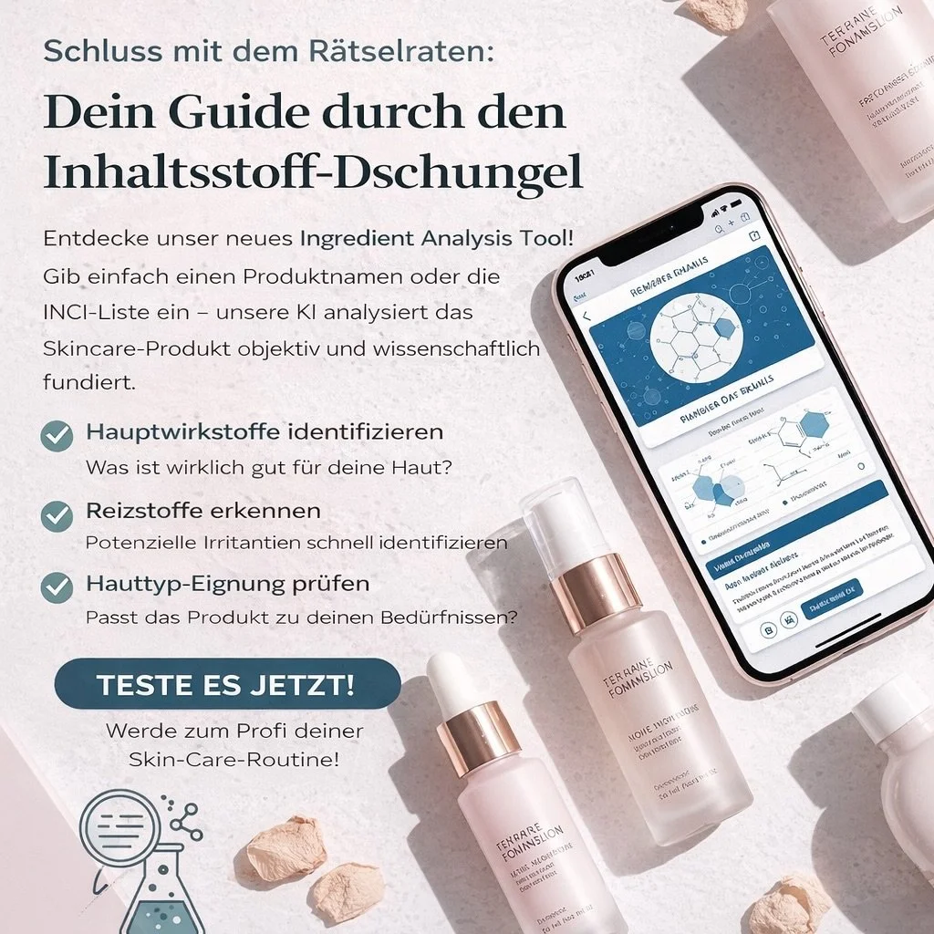 Schluss mit dem R&auml;tselraten: Dein neuer Guide durch den Inhaltsstoff-Dschungel

Hast du dich schon mal gefragt, was eigentlich wirklich in deiner Lieblingscreme steckt? Die INCI-Liste auf der R&uuml;ckseite liest sich oft wie ein kompliziertes C