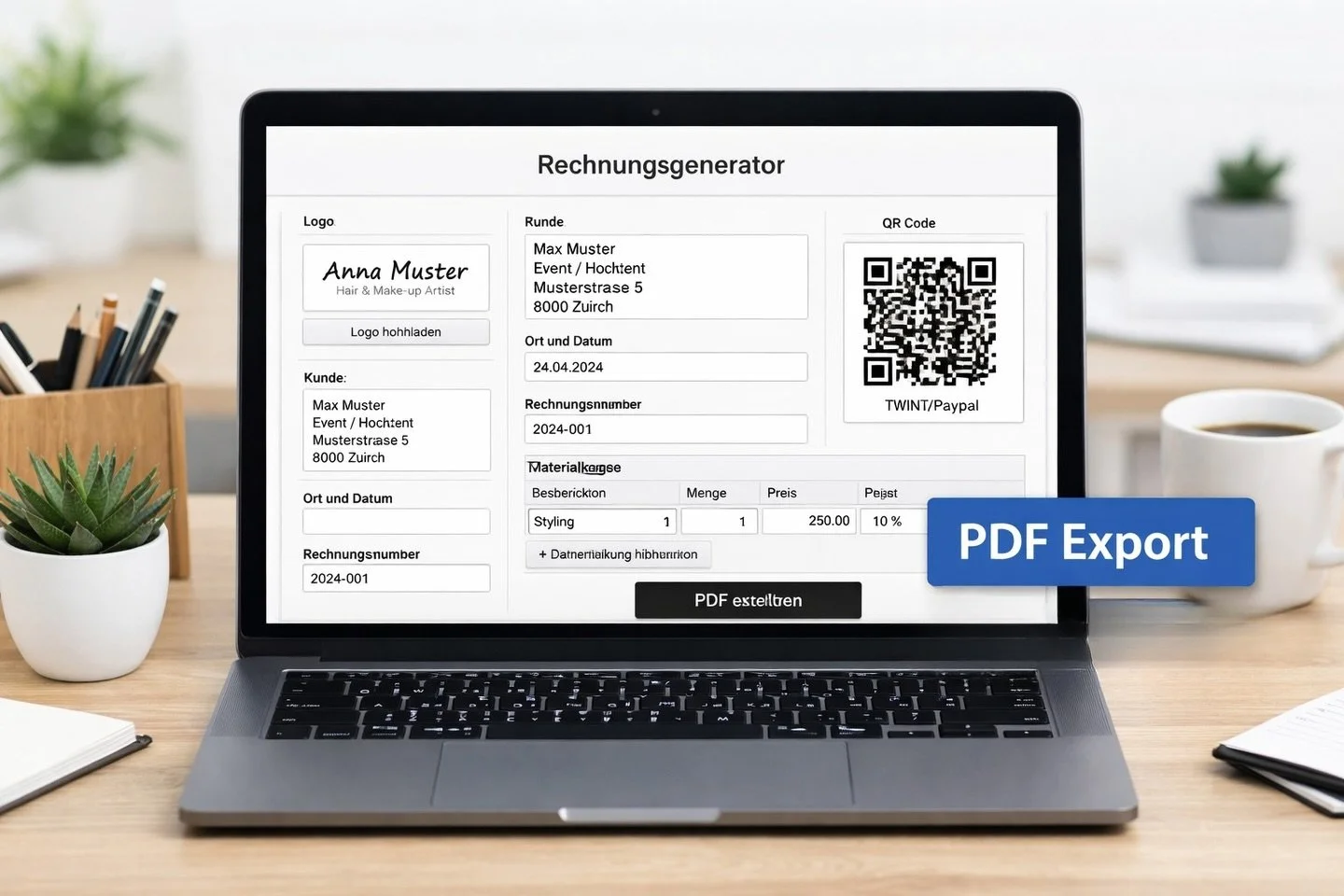 EXCLUSIV f&uuml;r VIP&rsquo;s!!!

#Nie wieder komplizierte Rechnungen! ✨
Mit unserem Rechnungsgenerator erstellst du professionelle Rechnungen direkt im Browser &ndash; schnell, &uuml;bersichtlich und ohne Speicherung deiner Daten. Einfach Logo hochl