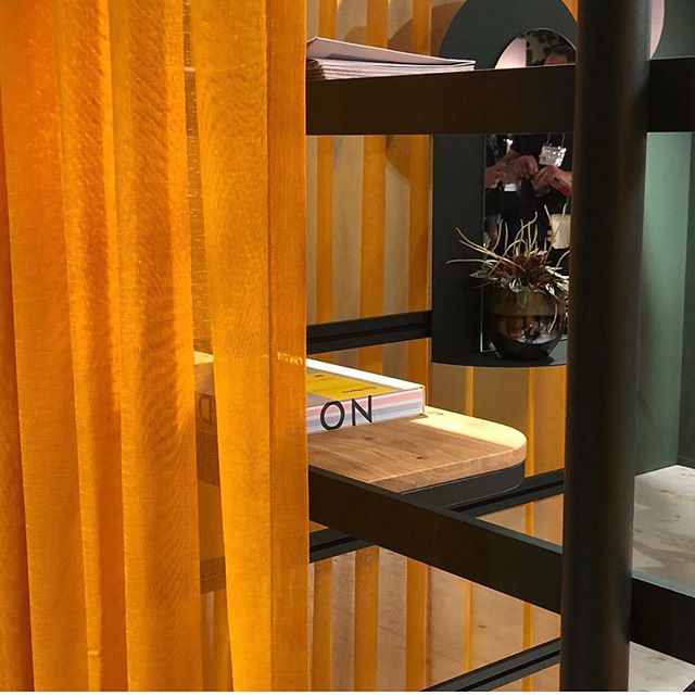 Pollen perfection: sheer window treatments reminiscent of mid century interiors are making a comeback, only this time the trend demands rich colors and outside-the-box thinking like this flex office wall partition seen at NeoCon 2019.
.
#flexoffice #