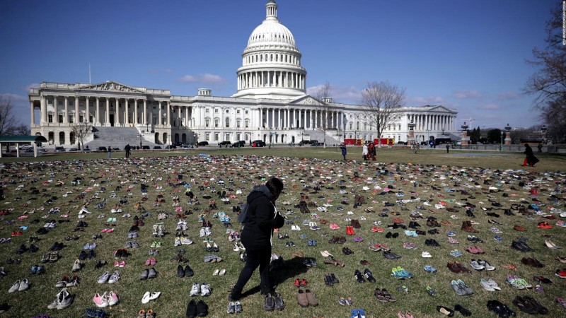 via CNN: this symbolic protest demonstrates the victims of gun violence.
