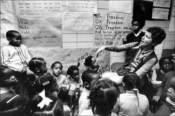Deborah Meier engaged in a democratic classroom at Central Park East in the 1960s.