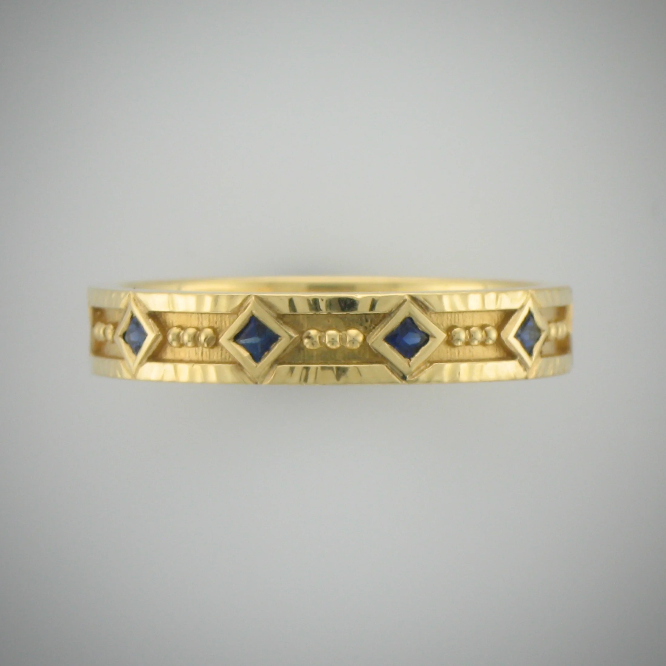18K Yellow Gold Byzantine Band with Blue Sapphires 1.jpg
