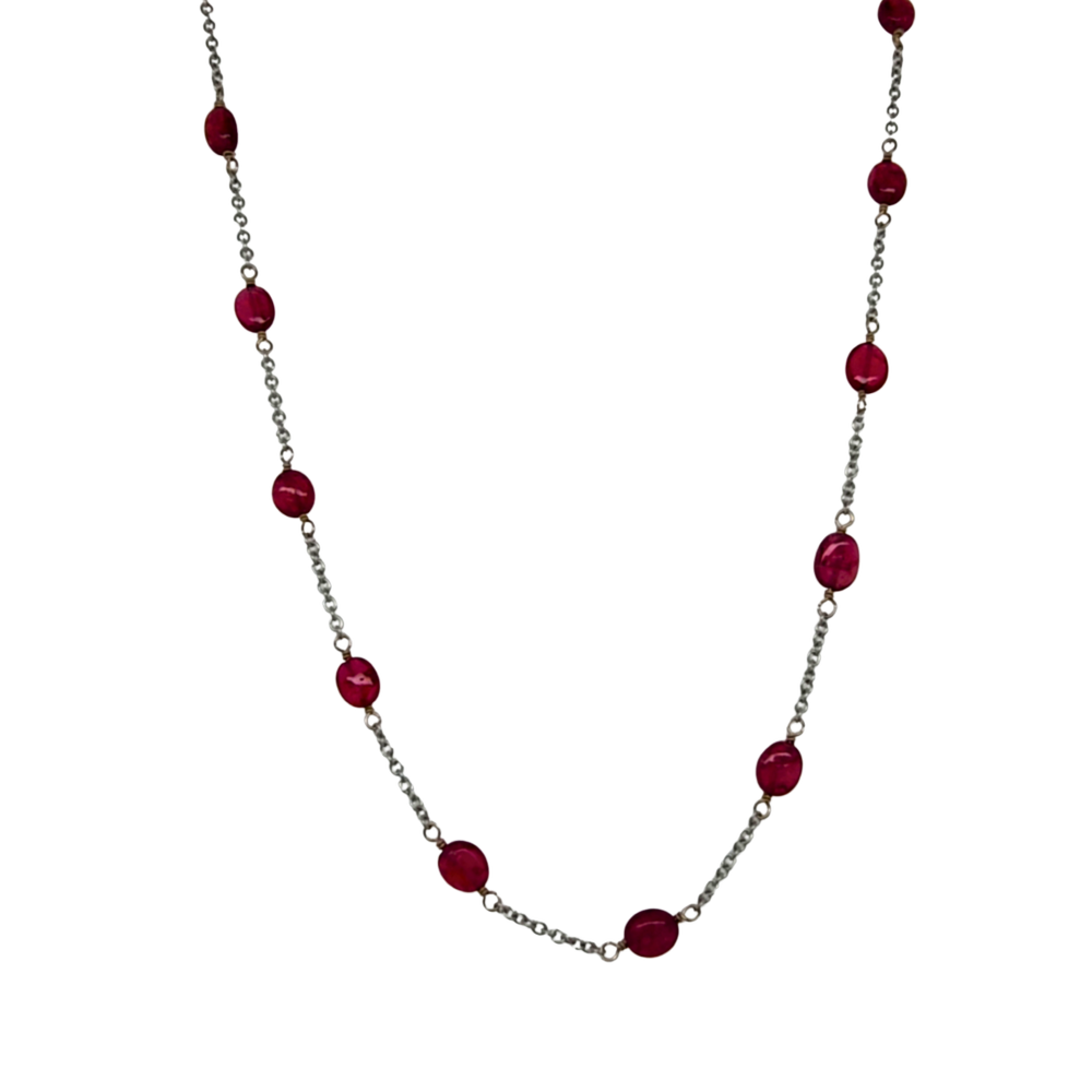 BOX付き✨勝利を呼ぶ石✨Spinel x Spinel 14kgfネックレス 14k White Gold