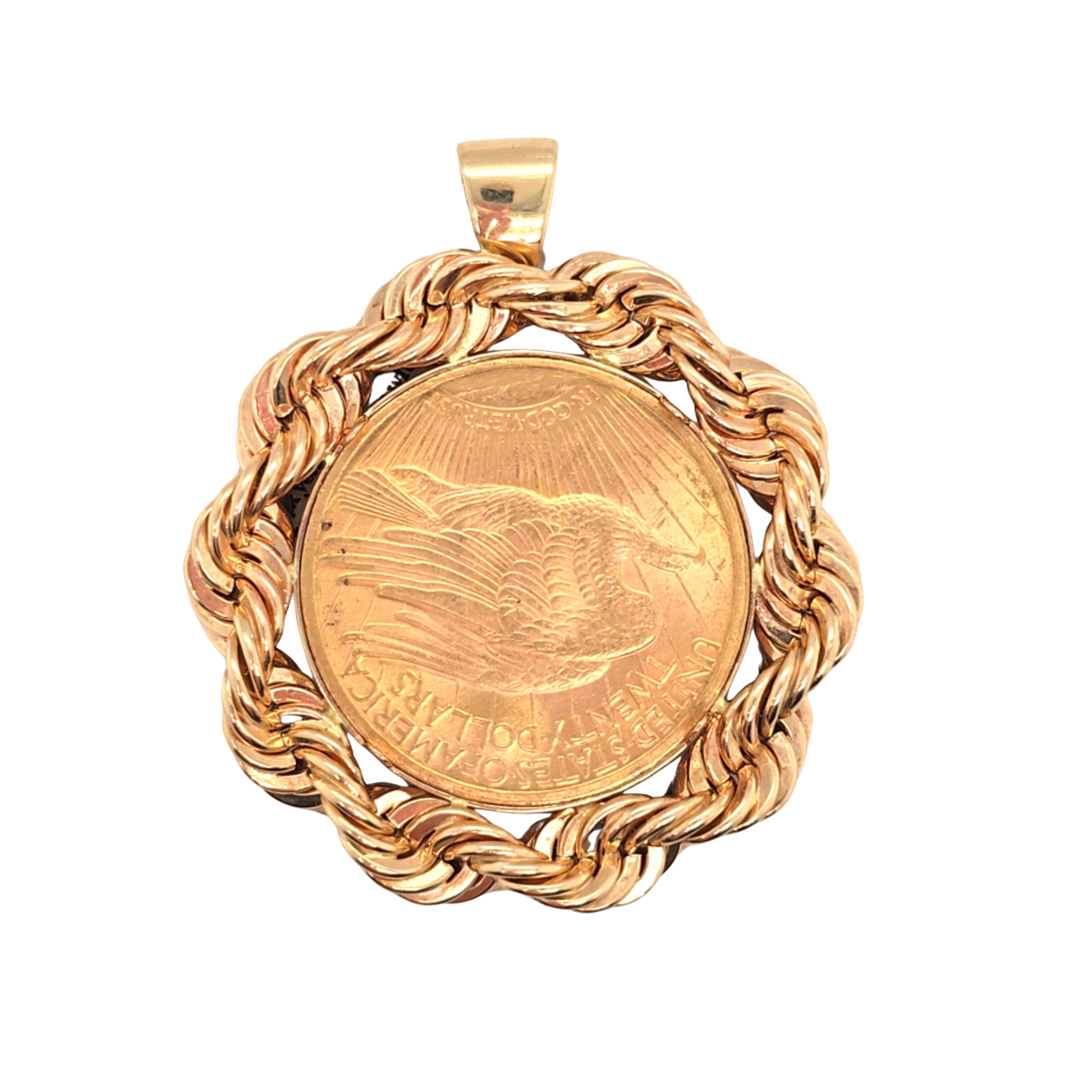 Rope Coin Frame with a $20 Liberty Coin — Jon Thomas Fine Jewelry