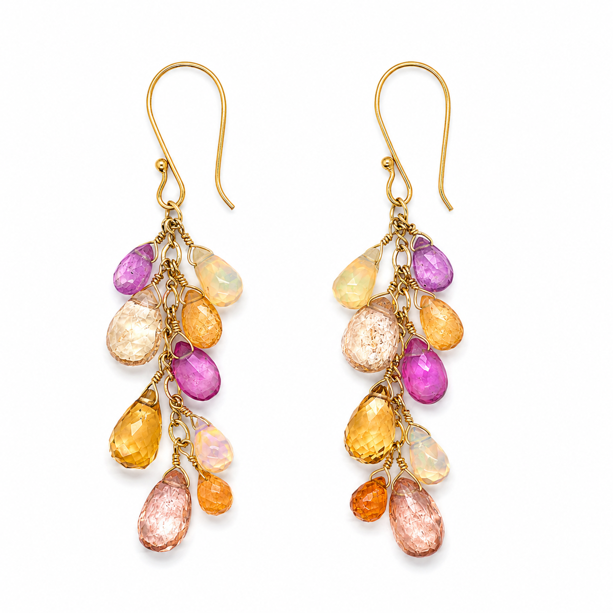 Multi Stone Dangle Earrings