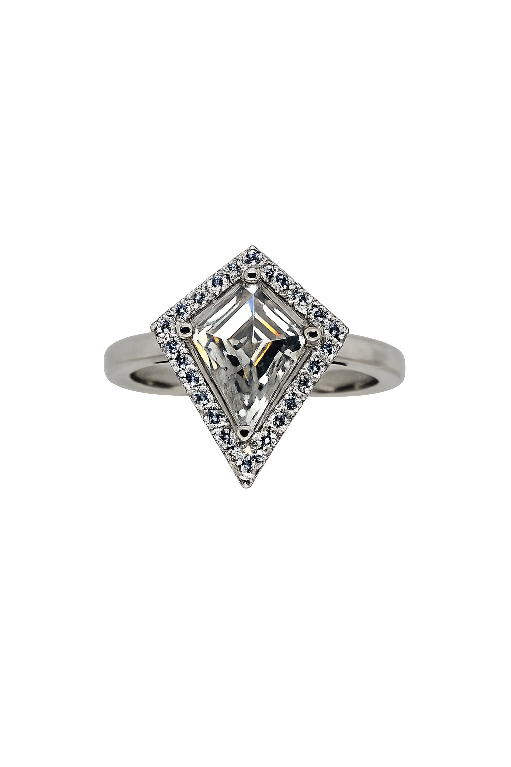14k White Gold Kite-Shaped Diamond Engagement Ring