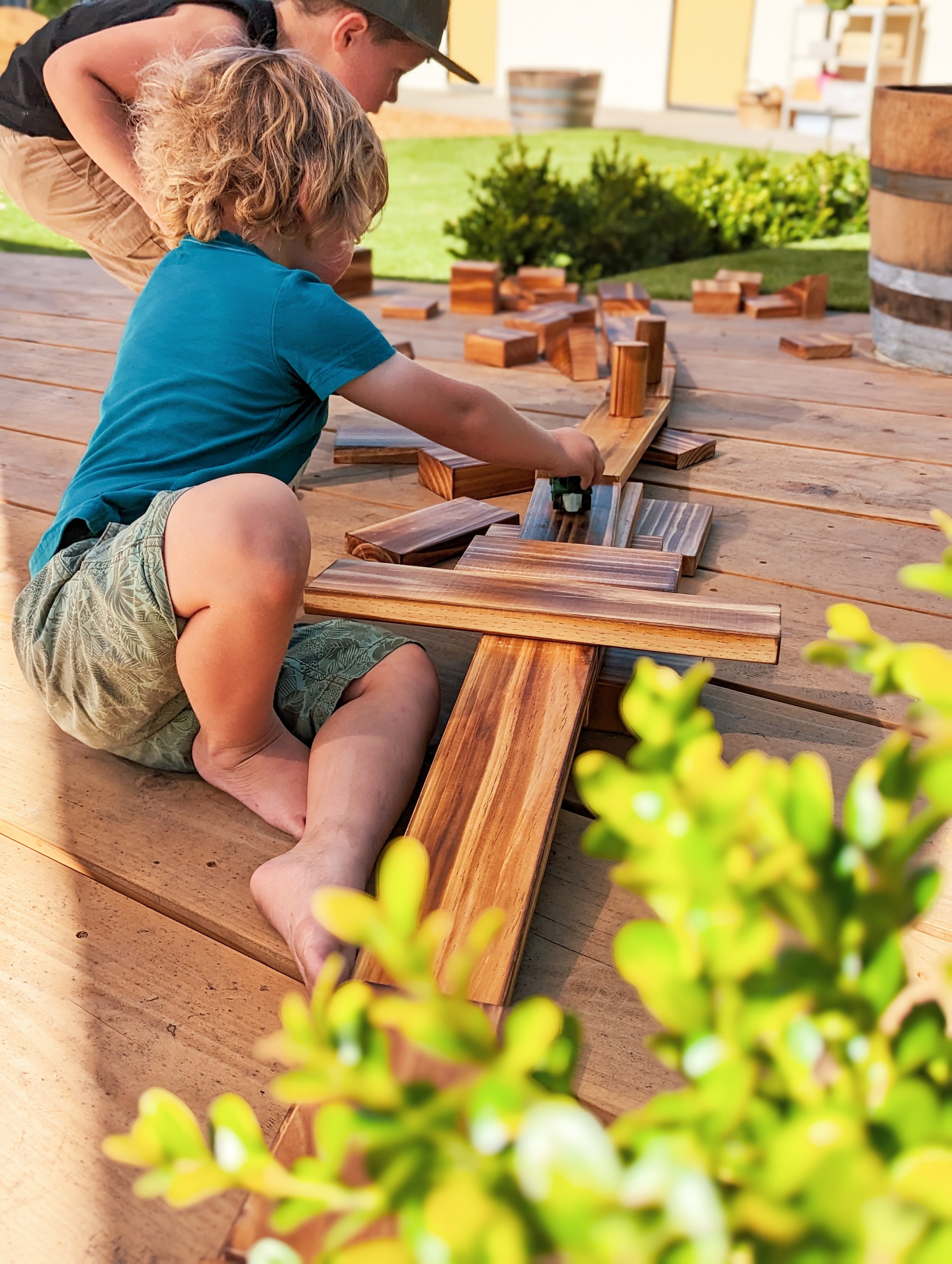 Creating with outdoor blocks on the Block Deck