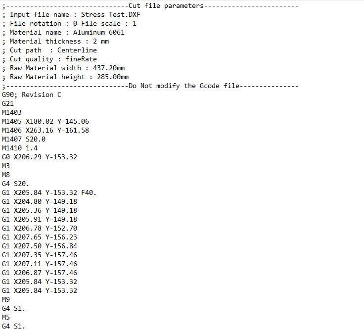 The illustration of G-code file format.