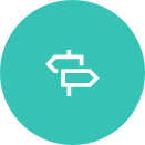 Support icon - signposts pointing in opposite directions