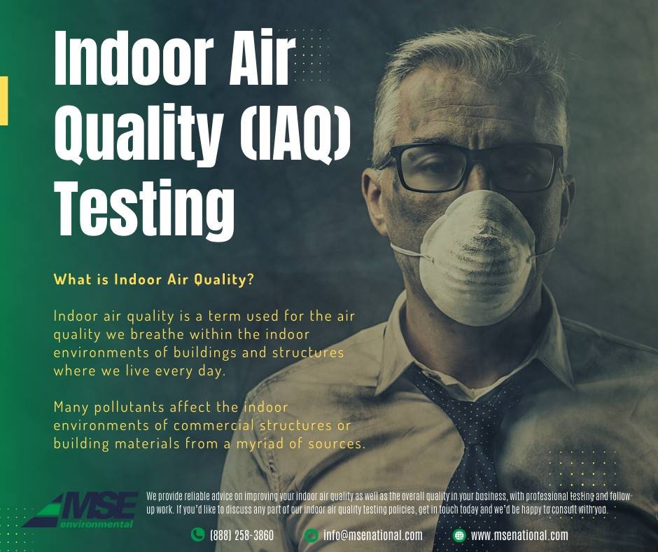 Ensure the air inside your home or workplace is safe and healthy with our comprehensive Indoor Air Quality Testing. Trust MSE Environmental to identify and address potential air quality issues for a cleaner, healthier environment.

#AirQualityMatters