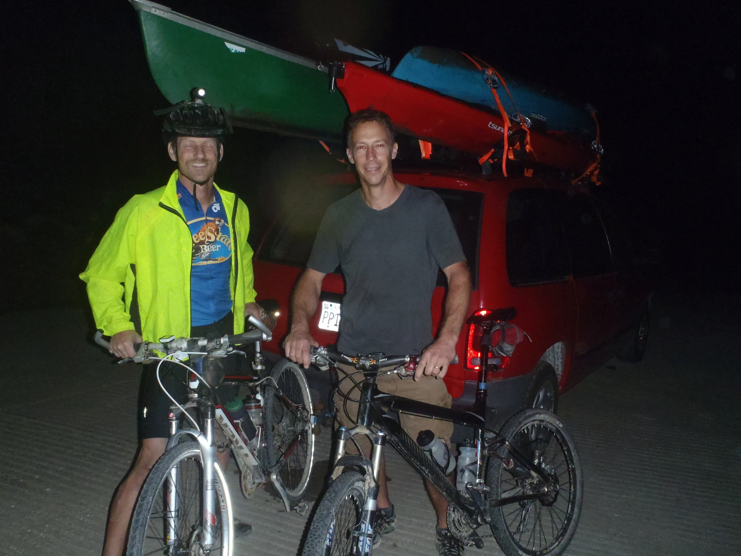 Tired but happy! (Jonathan's already asleep at the bike!)